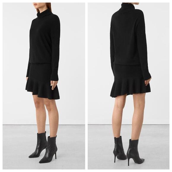 All Saints Hava Dress Cashmere Wool Black Size Small - Picture 1 of 7